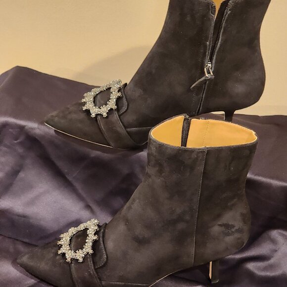 Brand New US 9 TORY BURCH Black Suede Bootie Crystal Buckle - Picture 15 of 15